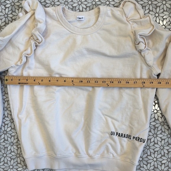 Women's Clare V. Ruffle Shoulder Sweatshirt in Cream, Size S - Picture 11 of 11